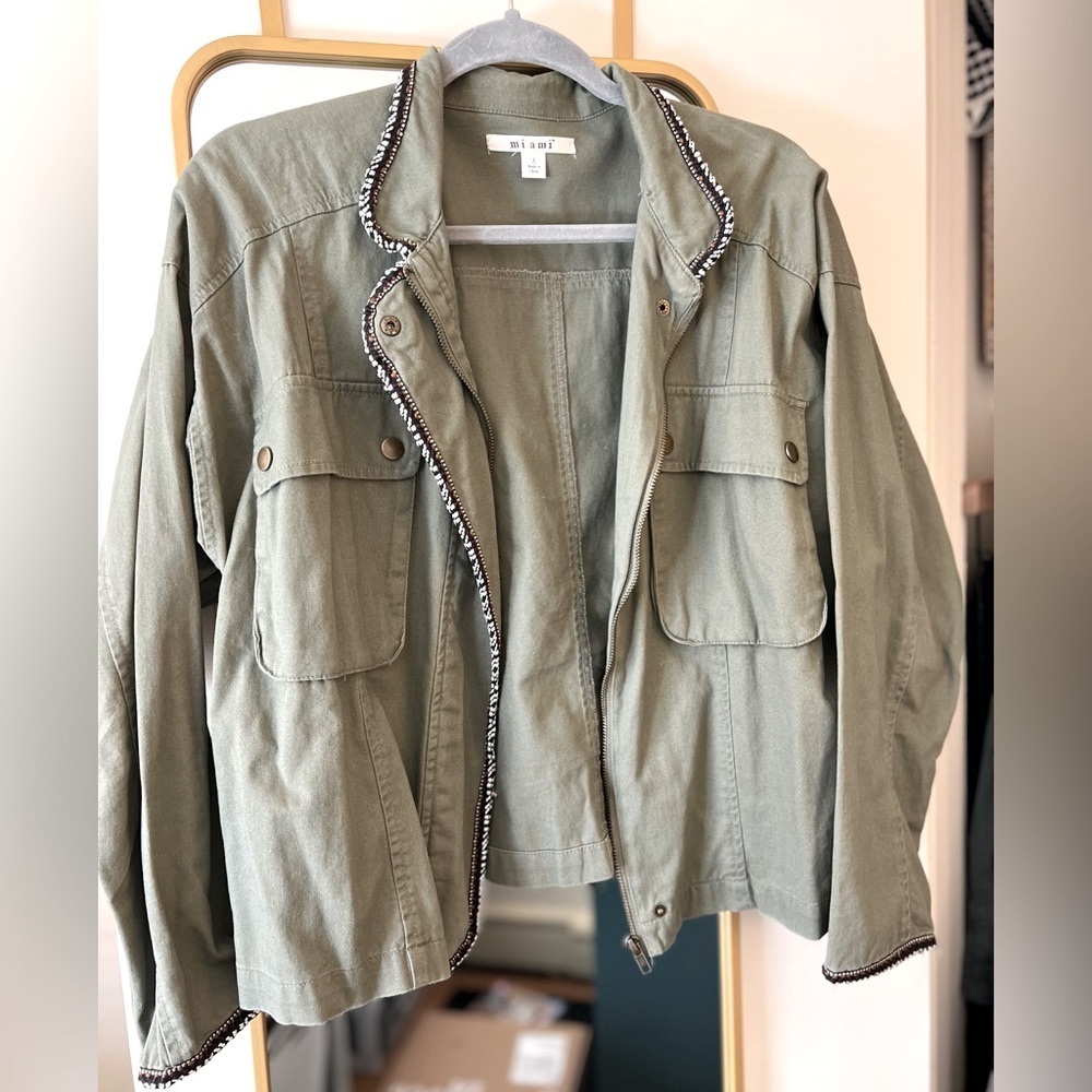 LAST CALL!! miami Green Cargo Jacket with pattern trim